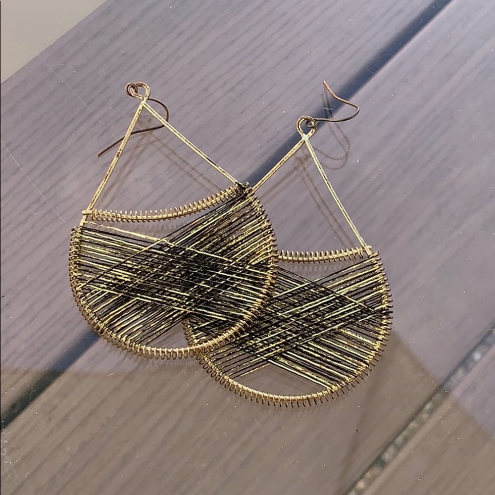 Gold and green earrings